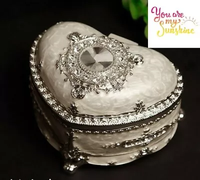 $49.99 • Buy White Tin Alloy Heart Shape Wind Up  Music Box : You Are My Sunshine
