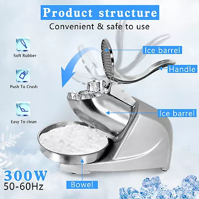 Electric Ice Crusher Shaver Snow Cone Maker Commercial Machine 2200r/m 330W • $49.99