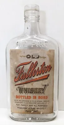 Vintage Prohibition Medicinal Empty Full Pint Bottle - Old Fullerton Whiskey • $99.99