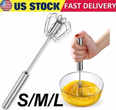 Semi-Automatic Egg Whisk Hand Push Egg Beater Stainless Steel Blender Mixer Whis • $5.98