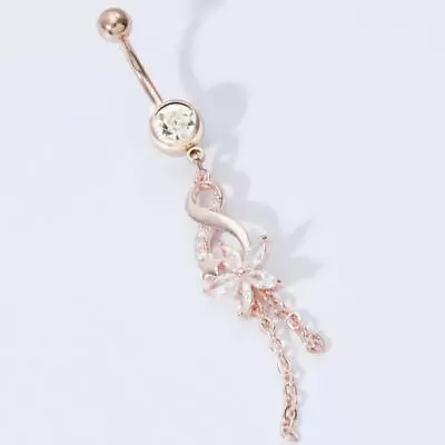 Flower Belly Bars Navel Button Bar Piercing Jewellery Long Tassel Dangly Dancing • £1.91