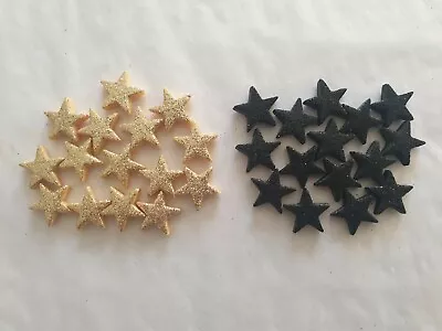 30 Glittery Black & Gold Stars - Edible Sugar Cake Decorations / Toppers • £4.95