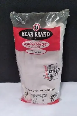 VTG Men Teens Bear Brand White Socks Size 11.5 Cotton/ Nylon 3PR. New In Package • $29.99