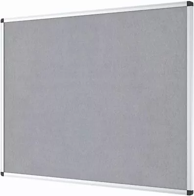 VIZ-PRO Notice Board Felt Gray Message Board Pin Board Silver Aluminium Frame • $55.99