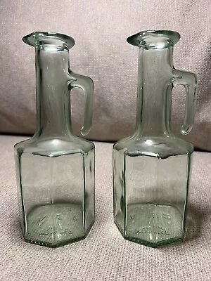 Mod Dep Italy Vintage (70’s) Aqua 250ml 7x3 Glass Bottle With Handle Set • $24.99