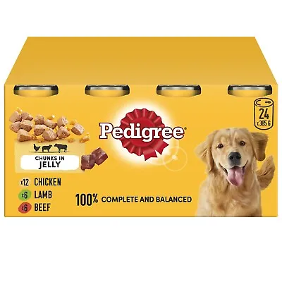 24 X 385g Pedigree Adult Wet Dog Food Tins Mixed Selection In Jelly Dog Can • £29.99