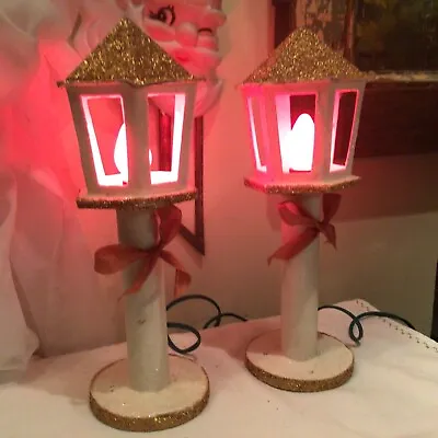 Pair Of Vintage Plug In Japan Christmas Lamp Post Lights With Mica • $72
