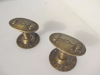 £30 • Buy Brass Door Knobs Handles Plates Art Nouveau Oval Floral Hammered - £30set