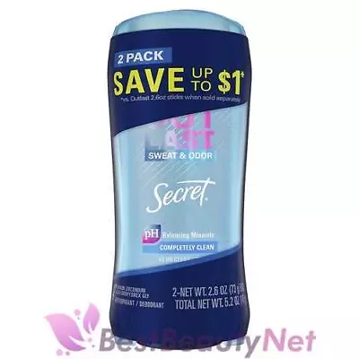 Secret Outlast Sweat And Odor Clear Gel Deodorant Completely Clean 2.6oz 2 Packs • $21.83