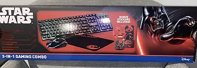 Disney Star Wars 3-in-1 Gaming Bundle Keyboard Mouse & Mouse Pad Bonus Stickers • $39.99