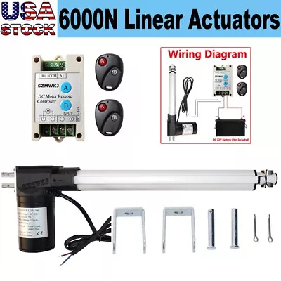 Heavy Duty 12  Linear Actuator 6000N 1320lbs Lift DC Motor &Brackets &Controller • $52.99