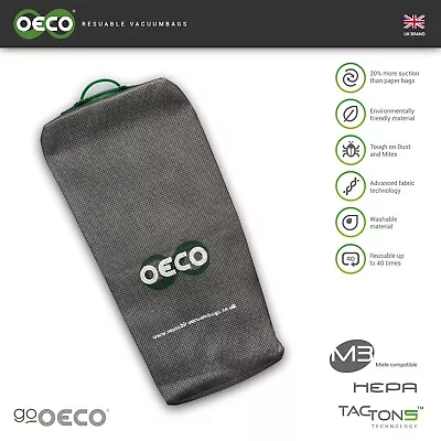 OECO® Miele Type U Reuable Hoover Dust Bag  For S7000 Dynamic U1 Upright Series • £10.30