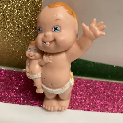 Vintage Magic Diaper Babies Galoob 2” PVC Figure Holding Baby Doll Baby Boy • $4.55