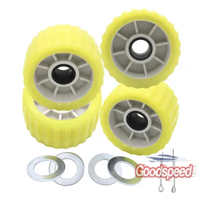 $90.50 • Buy Boat Trailer Amber/Yellow Poly Ribbed Wobble Roller Kit 5 / Ribbed Wobble Roller
