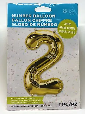 Gold Foil Jumbo Mylar Nylon Balloon 34  Number 2 Party Decoration See Discounts! • $2.99