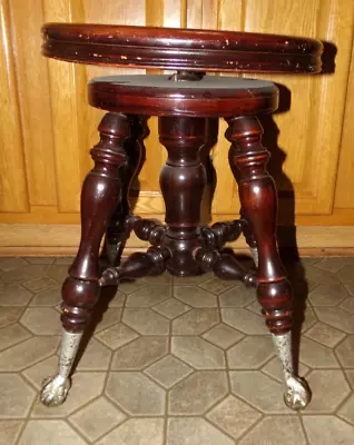 Vintage New York Piano Stool & Co. Stool Chair Vanity Glass Clawfeet • $113.99