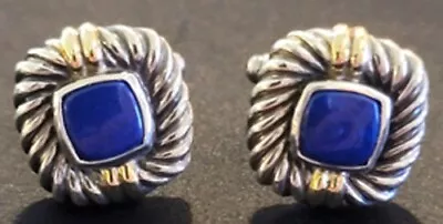 David Yurman 925 Sterling Silver 14K Yellow Gold Blue Lapis Square Men Cufflinks • $225