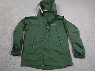Marmot Jacket Boys Small Green Outdoor Rain Hooded Full Zip Hiking • $19.97
