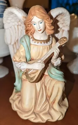 O'WELL ANGEL STATUE Porcelain Sculpture 7” Mandolin Figurine Religious Heaven • $30