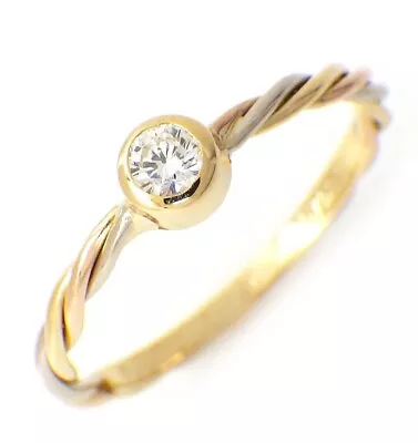 Vintage Cartier Ring Twist 1 Point Diamond 750(18K) Tri-Color Gold • $1100