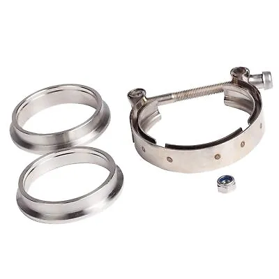 $13.88 • Buy 2.5’’ 304 Stainless V-Band Bolt Clamp+2 Flange For Turbo Pipe Exhaust New