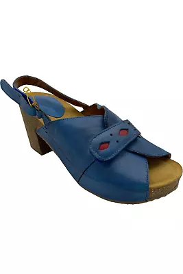 Sergio Tomani Leather Heeled Sandals Pluma Azul • $49.99