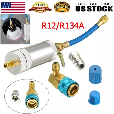 Car Auto A/C AC Filler R134A/R12 Oil&Dye Injector 1/4 SAE Injection Tools Kit • $31.34