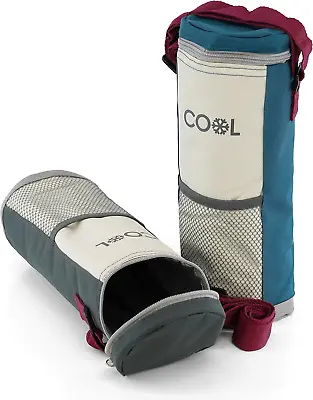Insulated Bottle Cool Bag Zip Up Ice Wine Cooler Shoulder Strap Picnic Drinks • £12.10
