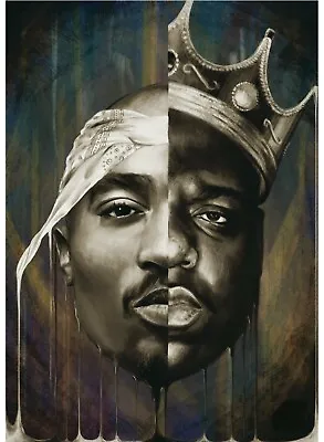 NEW Biggie Smalls Tupac Shakur 2PAC Music Poster Print Wall Art Canvas • $109.95