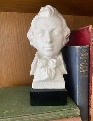 Vintage 9  Goebel Mozart Wolfgang Biscuit Porcelain Bust Bochmann Wood Base • $49.95