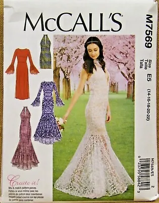 Mccalls Pattern 7569  Dresses Halter Mermaid  Misses Sizes 14 16 18 20 22  Uncut • $9.50