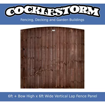 6ft +Bow High X 6ft Wide Vertical Lap Feather Edge Timber Garden Fence Panel • £59