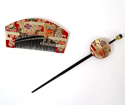 Japanese Vintage Kushi(Comb) Kanzashi Set Hairpin Hair Ornament 2 Sets Ck003 • £41.50