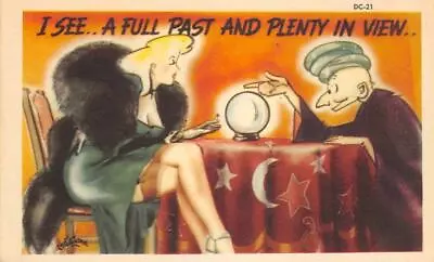  Plenty In View  Fortune Teller Risque Comic Blonde Pin-Up '40s Vintage Postcard • $13.48