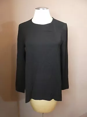 Max Mara Studio Women's L Black Long Sleeve Blouse Chiffon Top Solid Minimalist • $39.99