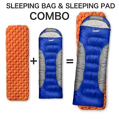 Adult Winter Sleeping Bag + Sleeping Pad - COMBO - Big & Tall - 0 Degree Camping • $74.99