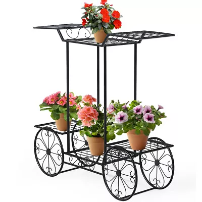 Costway 6-Tier Garden Cart Stand Flower Rack Display Home Decoration Flower Pot • $44.99
