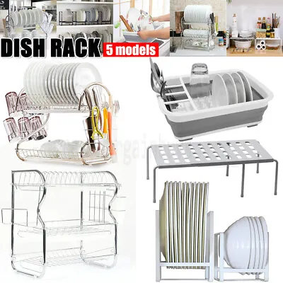 3 Tier Kitchen Dish Rack Plate Cup Drying Drainer Tray Cutlery Holder Storage AU • $11.49