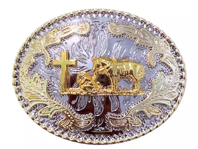 Praying Cowboy Horse Cross Faith Animal Rodeo Western Hebillas Vaqueras • $12.95