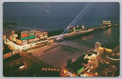 Theme Park~Atlantic City NJ~Aerial Vw~Steel Pier At Night~Dancing~Circus~Vtg PC • $2.70