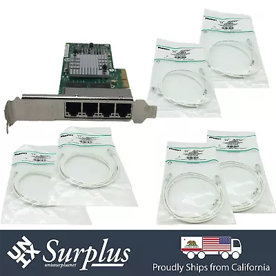 HP Quad Port 1GB RJ45 NIC PCIe X4 Adapter W/ 2x 3/5/7ft CAT6 RJ45 Cable • $48