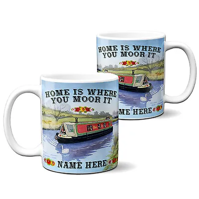 Personalised Canal Barge Mug Narrow Boat Cup Dad Custom Birthday Gift KM07 • £12.95