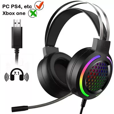 $23.89 • Buy RGB Backlit Gaming Headset With Mic For Xbox One, PS4, Nintendo Switch & PC Mac