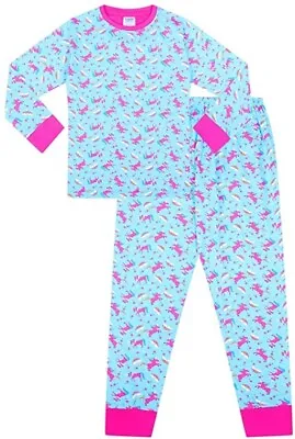 Cute Girl's Long Pyjamas All Over Unicorn Rainbow Long Pjs 5 To 10 Years • £9.99