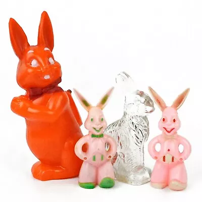Vintage Easter Bunny Rabbit Lollipop Holders Glass Plastic Candy Container Lot • $15