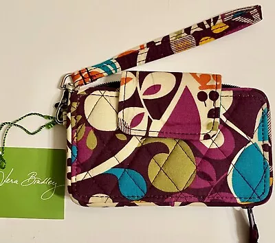 Vera Bradley Wallet Wristlet In Plum Crazy Purple Green Blue • $11