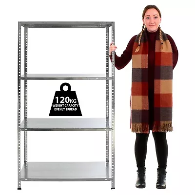 Metal Shelving 4 Tier Galvanised Steel Warehouse Racking Garage Workshop Shelves • £18.99