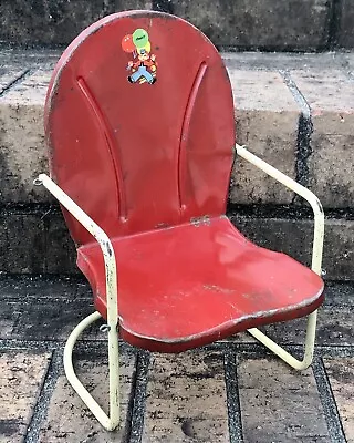 Vintage Amsco 10” Red Metal Baby Doll Toy Chair Play Furniture • $39.99