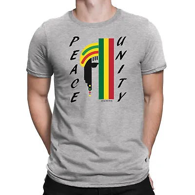 Mens ORGANIC COTTON T-Shirt PEACE UNITY Guitar Drum Reggae Jamaican Dance Music  • £8.95