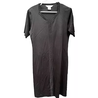 Exclusively Misook Women's Black Short Sleeve Knit Midi Dress Size M V Neck • $34.99